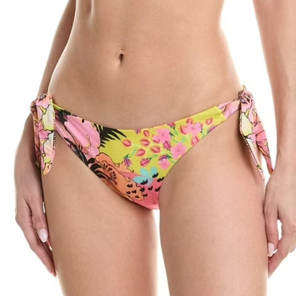Agua Bendita Haim Praia reversible tie bikini bottom swim floral metallic new 3X